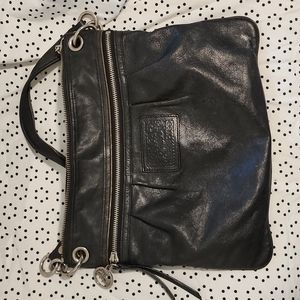Authentic Poppy Coach Black Leather Satchel—